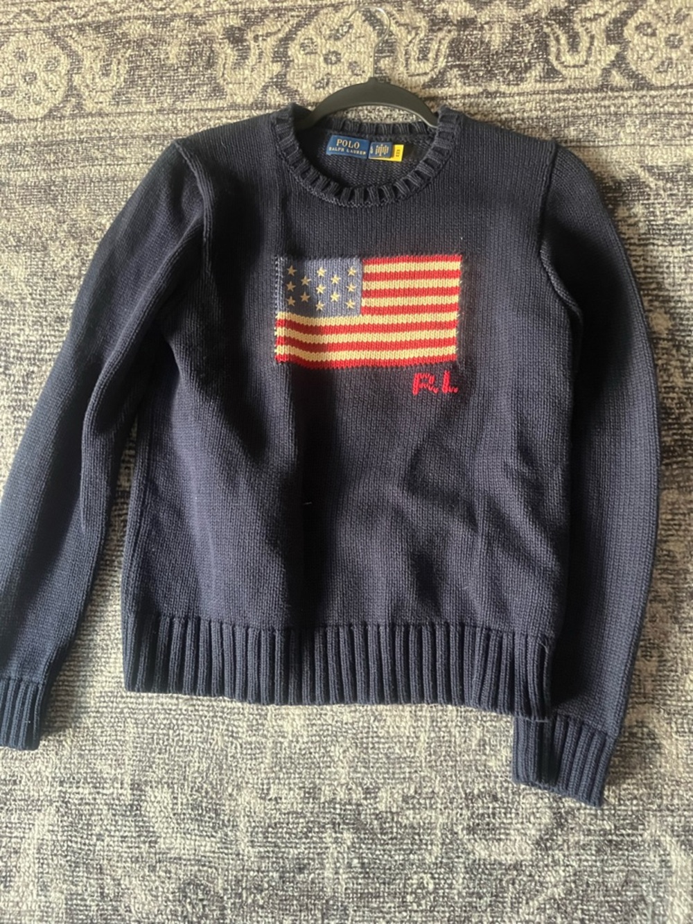 Polo Ralph Lauren Navy Flag Knit Sweater - Large - Women’s